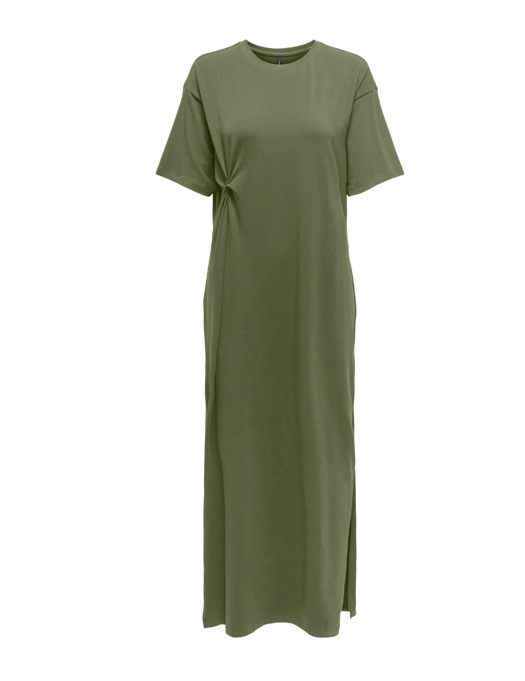 Vestido midi Only Jolie verde manga corta para mujer