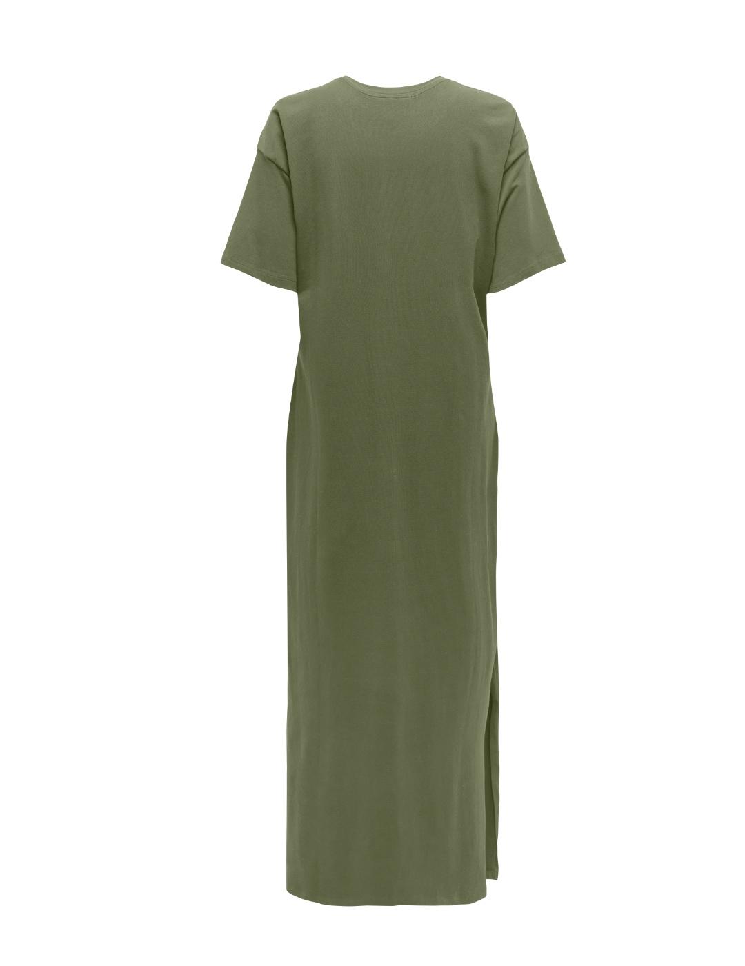 Vestido midi Only Jolie verde manga corta para mujer