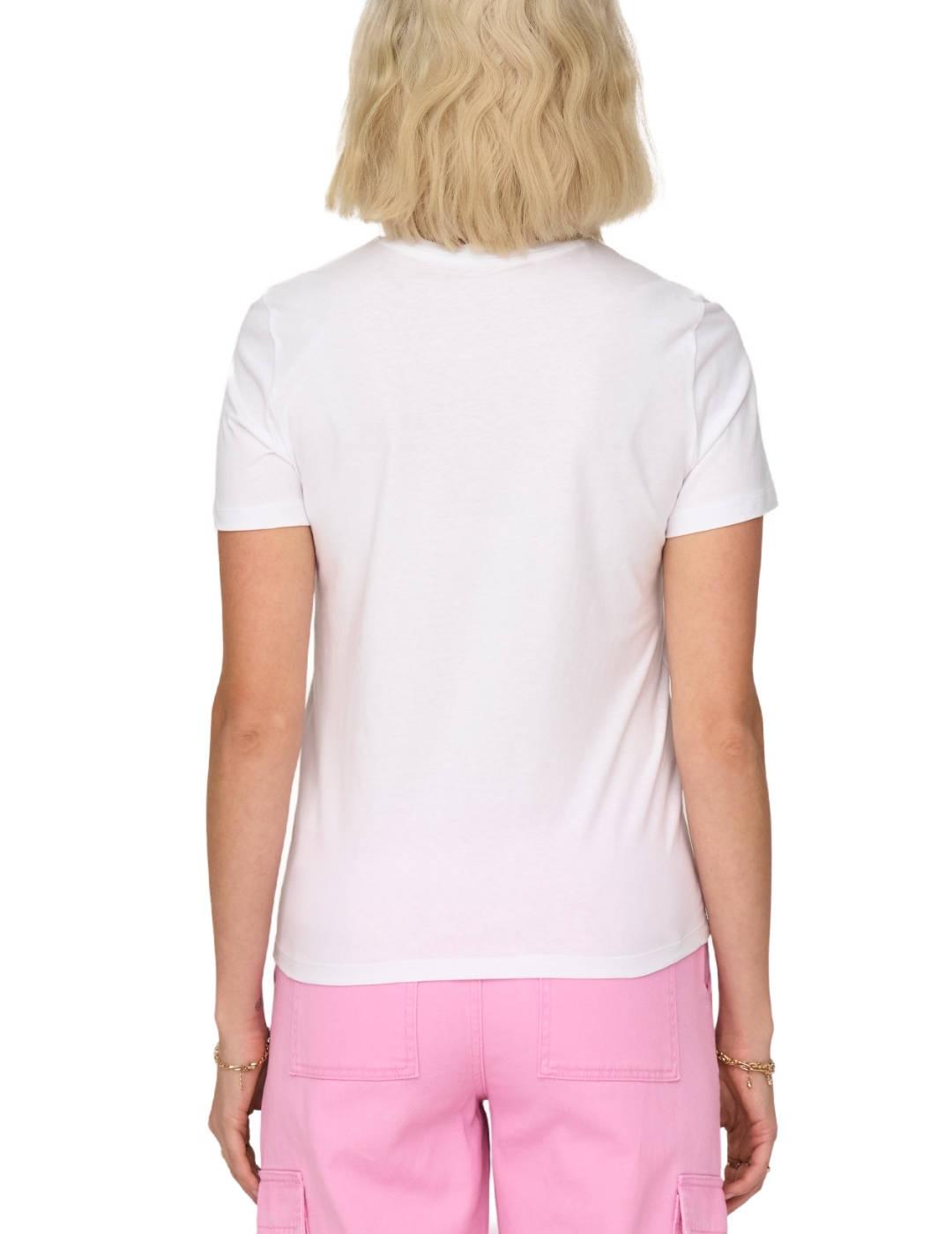 Camiseta Only Polly blanco flores manga corta para mujer