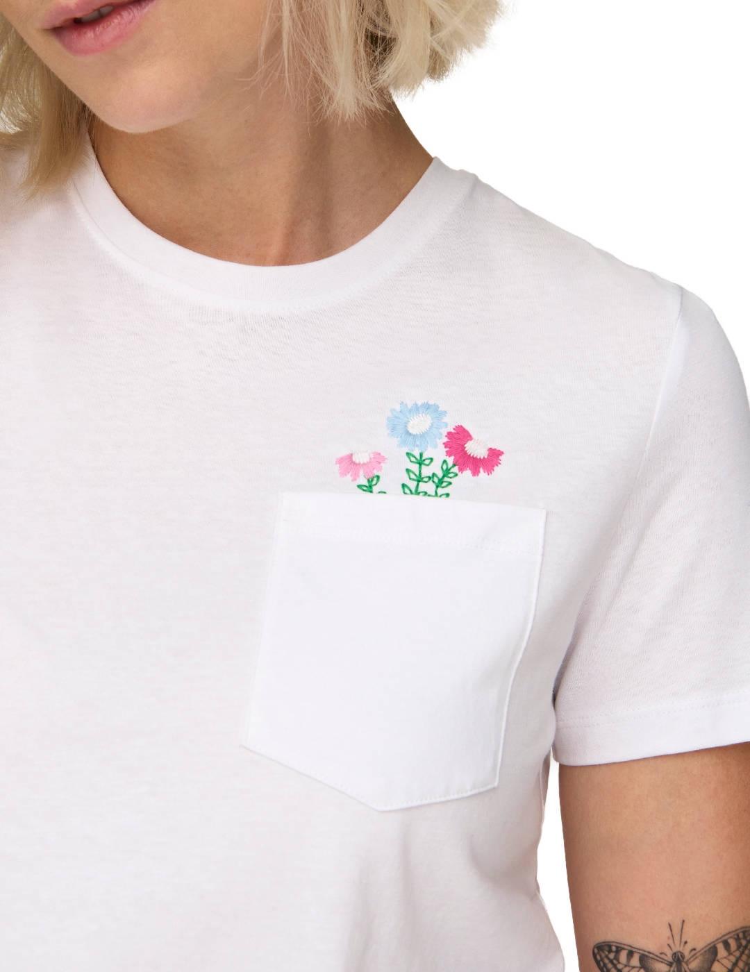 Camiseta Only Polly blanco flores manga corta para mujer