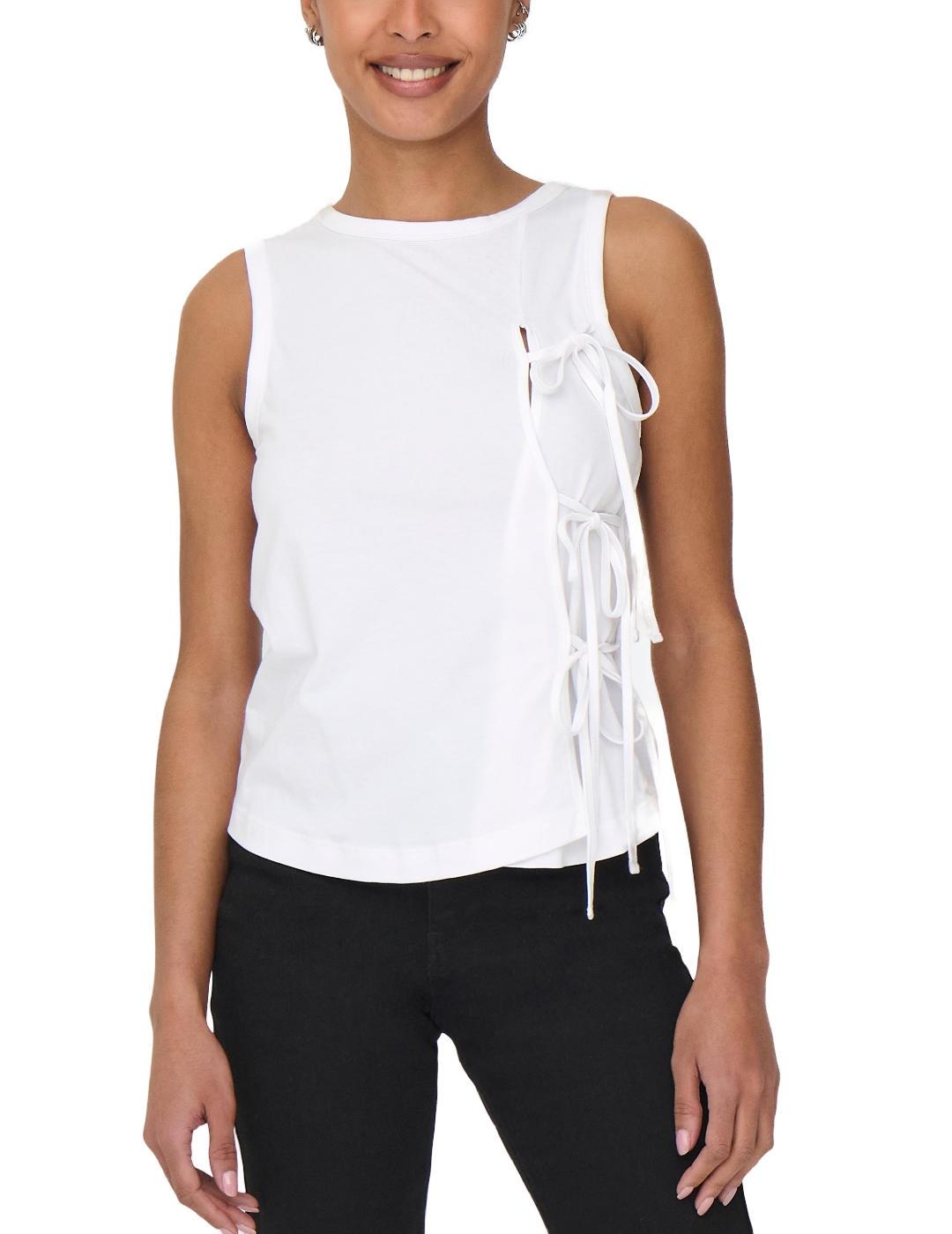 Camiseta Only Will blanco manga sisa para mujer