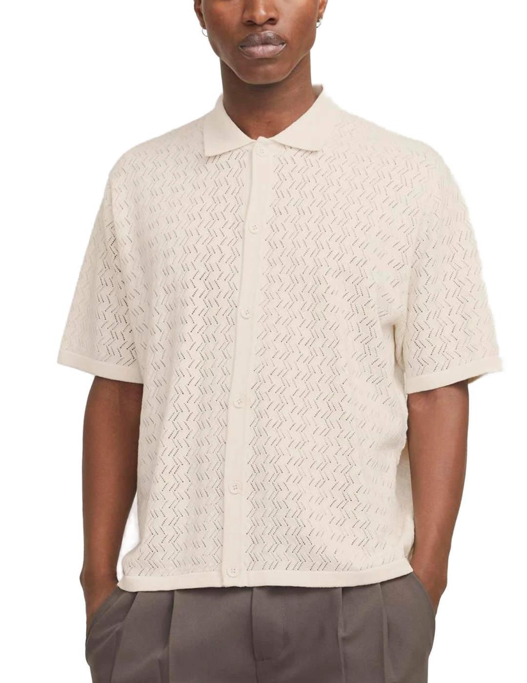 Polo Jack&Jones de punto beige manga corta para hombre