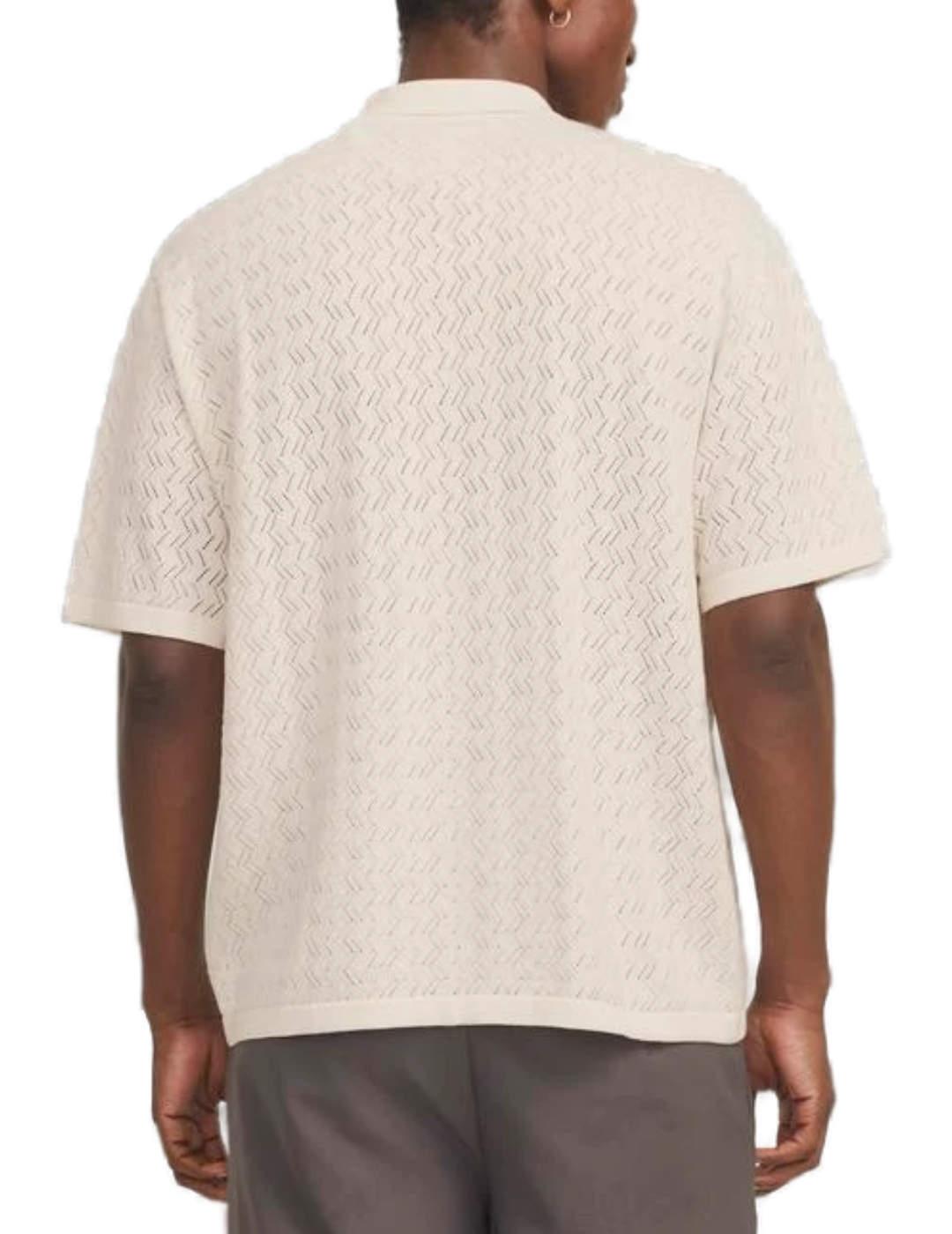 Polo Jack&Jones de punto beige manga corta para hombre