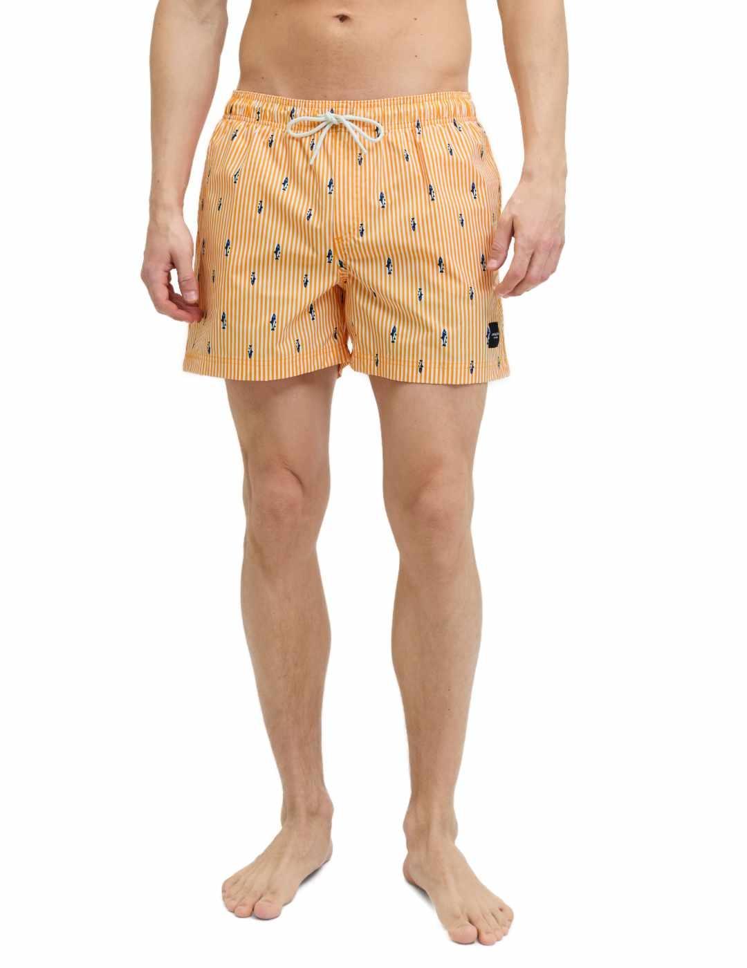 Bañador Jack&Jones Maui amarillo a rayas tiburones hombre