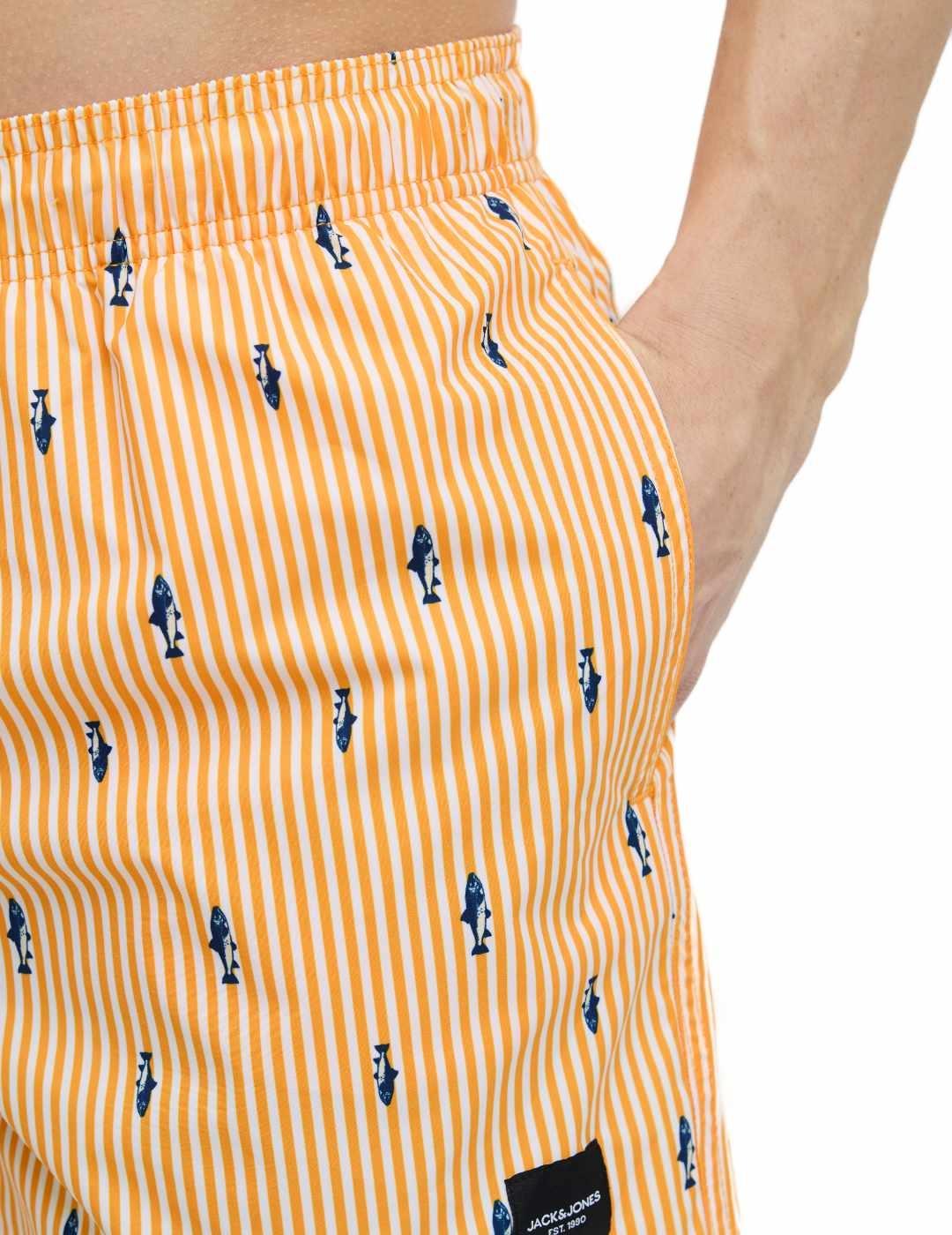 Bañador Jack&Jones Maui amarillo a rayas tiburones hombre