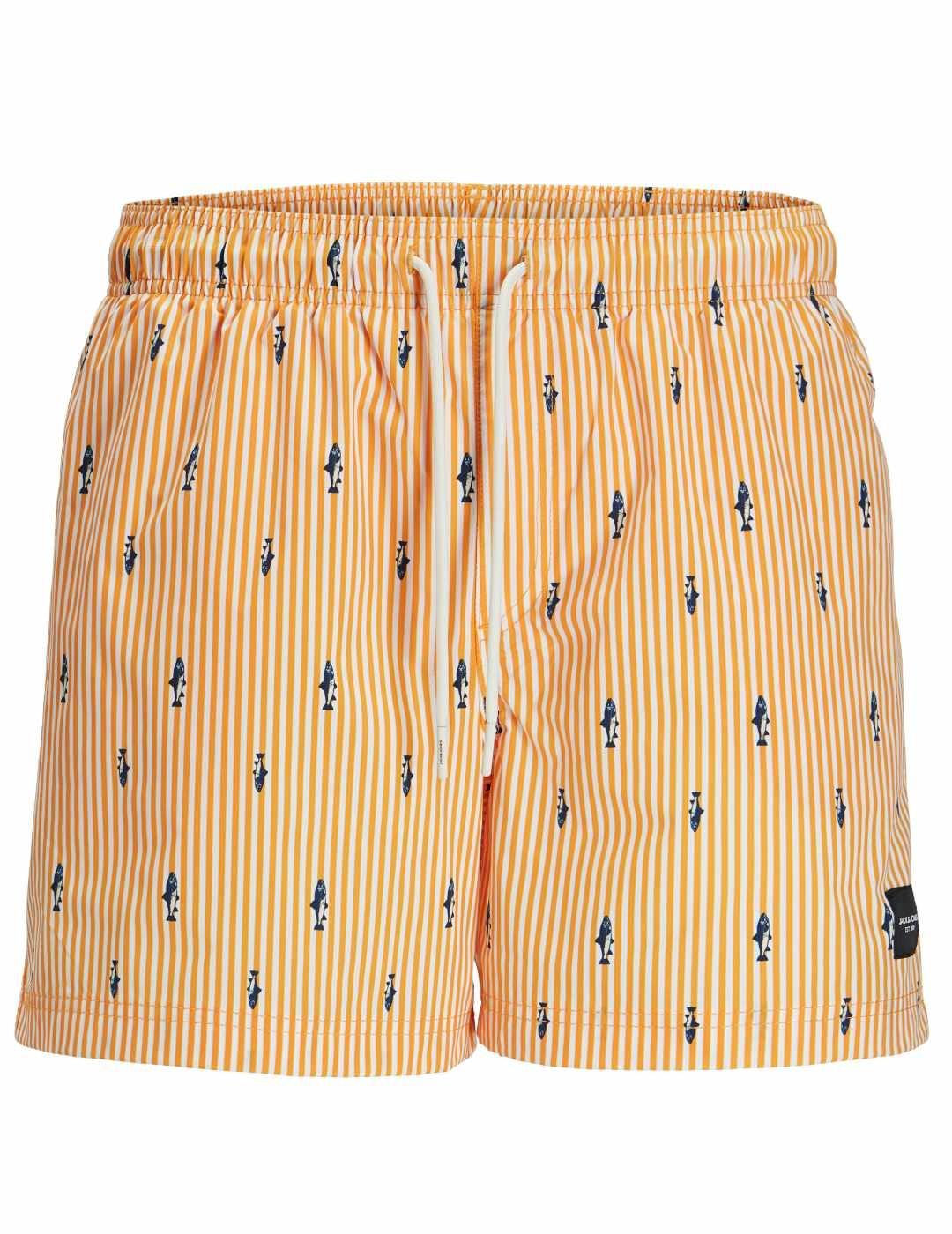 Bañador Jack&Jones Maui amarillo a rayas tiburones hombre
