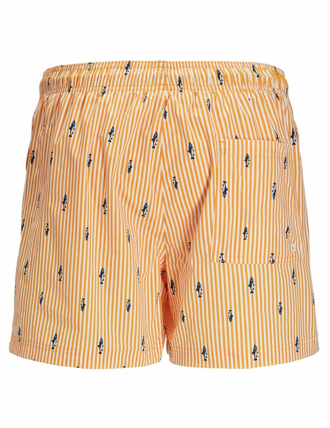Bañador Jack&Jones Maui amarillo a rayas tiburones hombre
