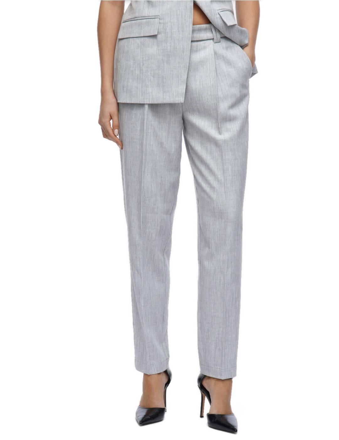 Pantalón Vila Sala gris claro jaspeado de traje para mujer