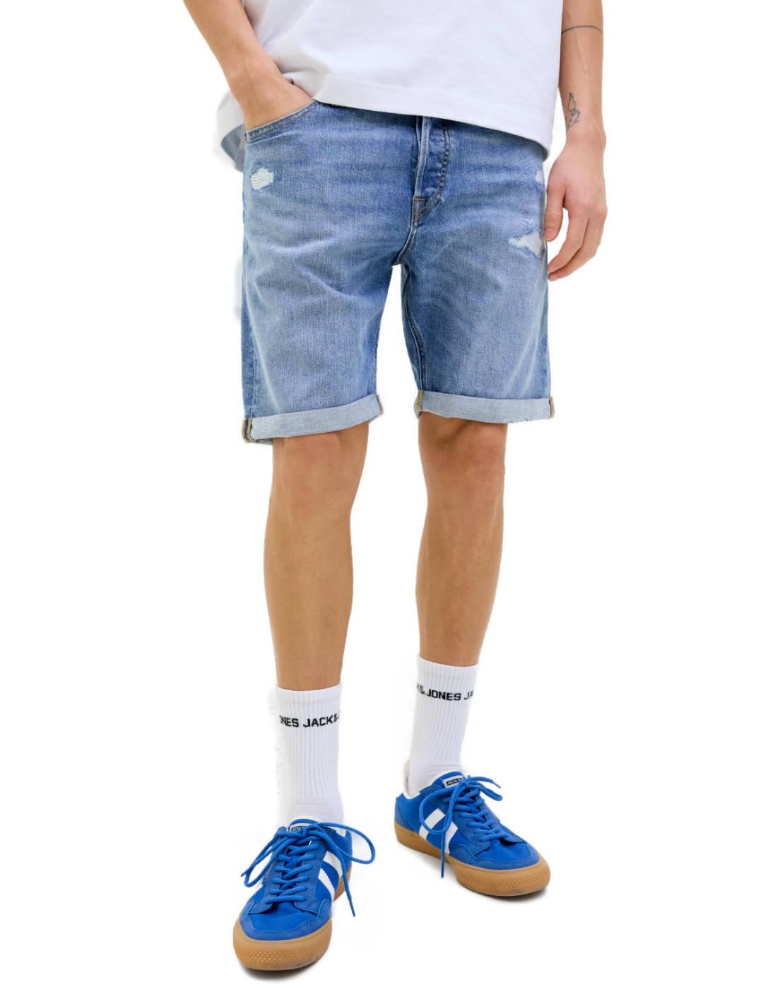 Shorts Jack&Jones Irick azul rotos regular fit para hombre