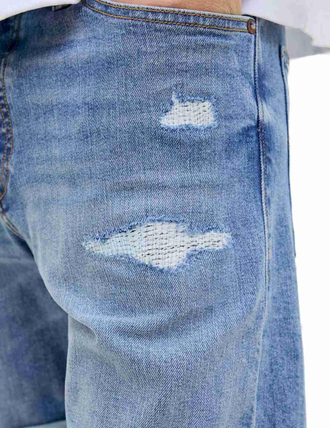 Shorts Jack&Jones Irick azul rotos regular fit para hombre