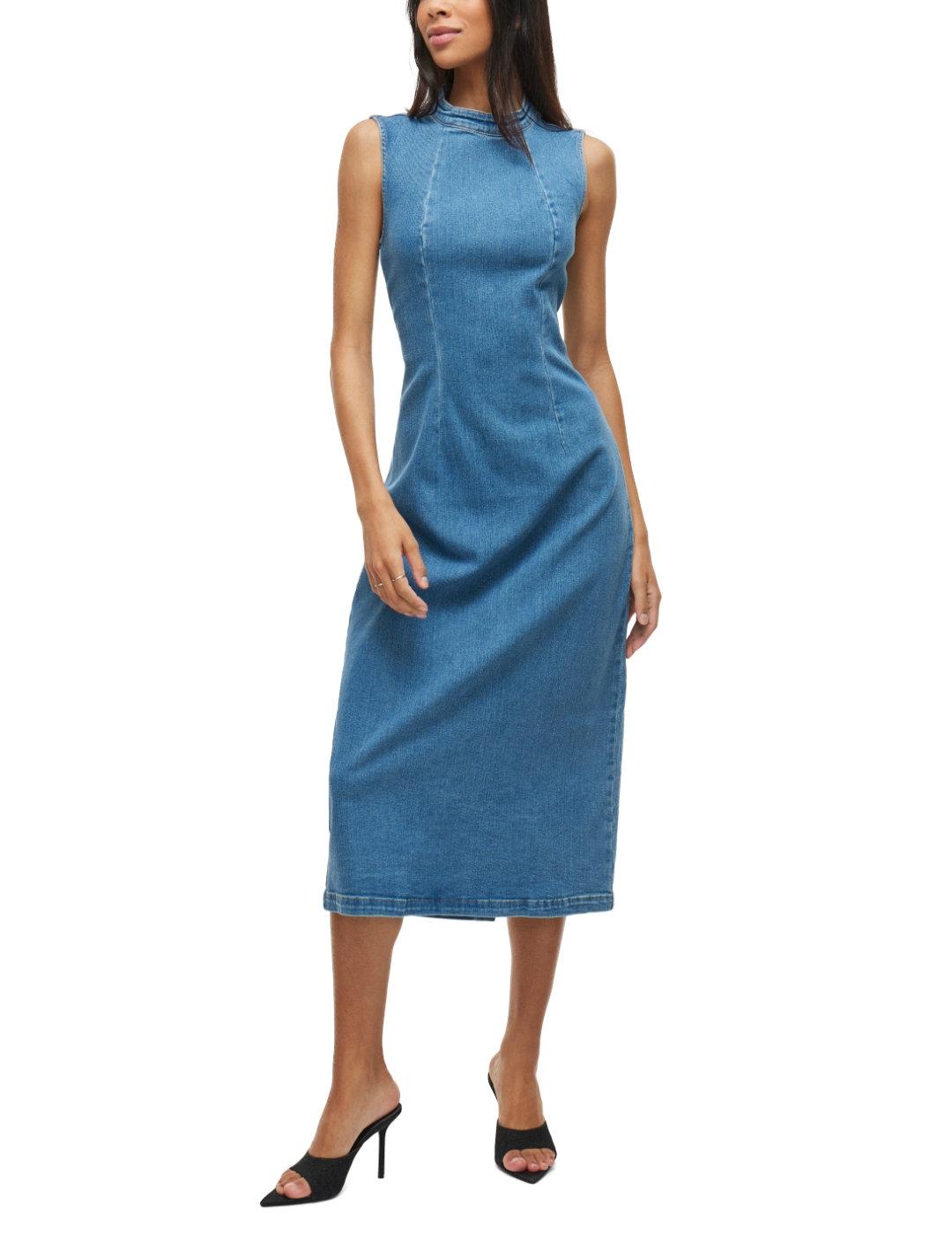 Vestido Vila Winona denim midi azulón regular para mujer