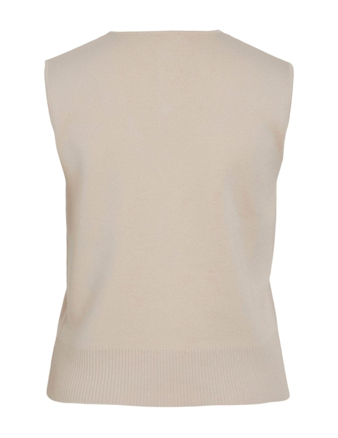 Chaleco Vila Shilou beige de punto regular para mujer