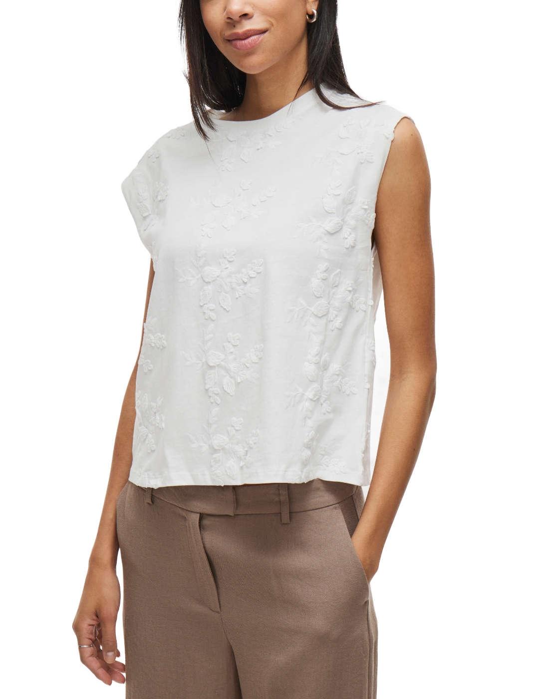 Camiseta Vila Nayla blanco bordados para mujer