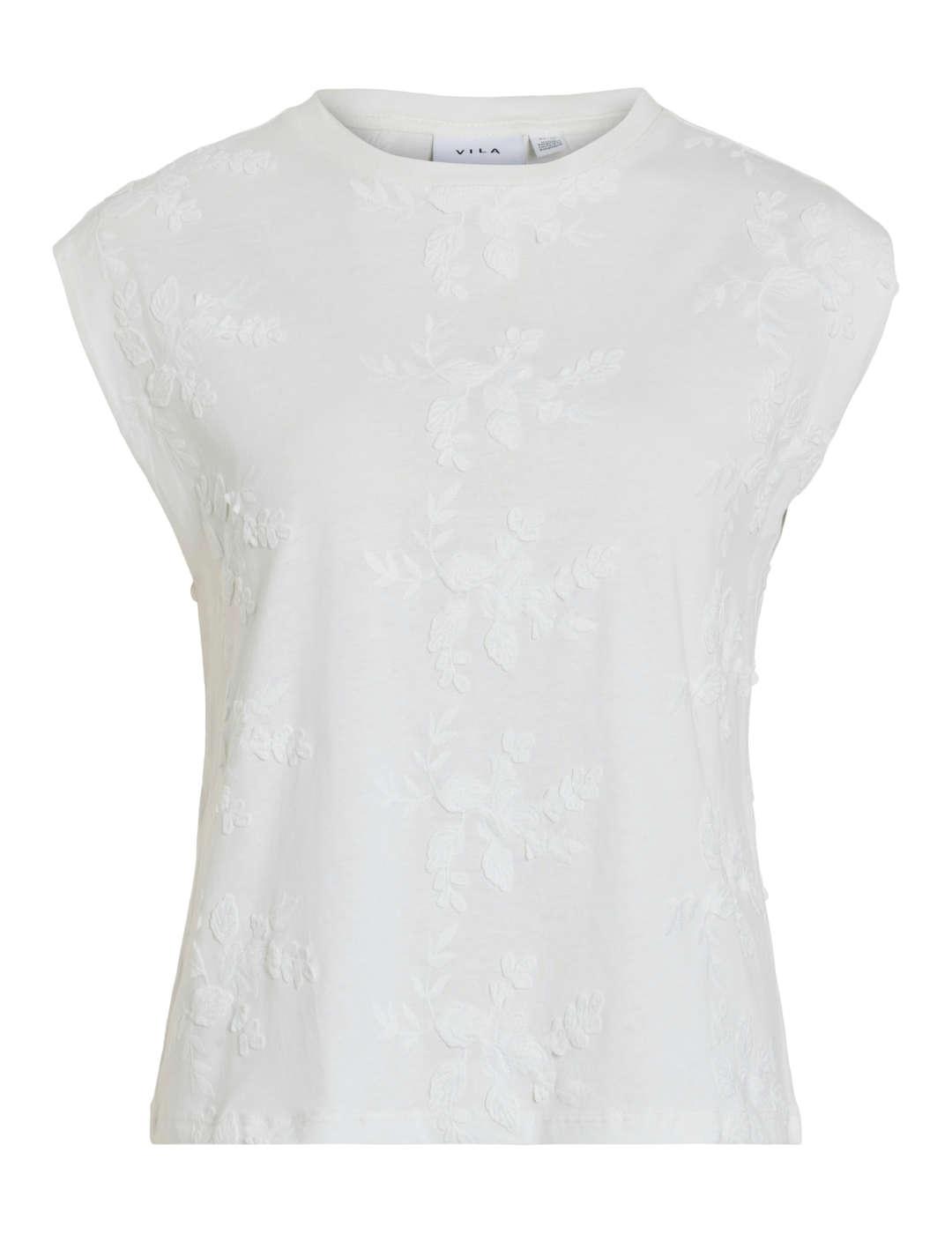 Camiseta Vila Nayla blanco bordados para mujer