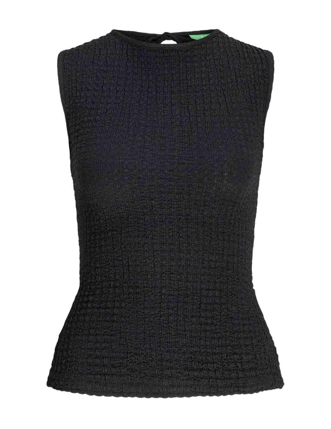 Camiseta JJXX Moon negro manga sisa con textura para mujer