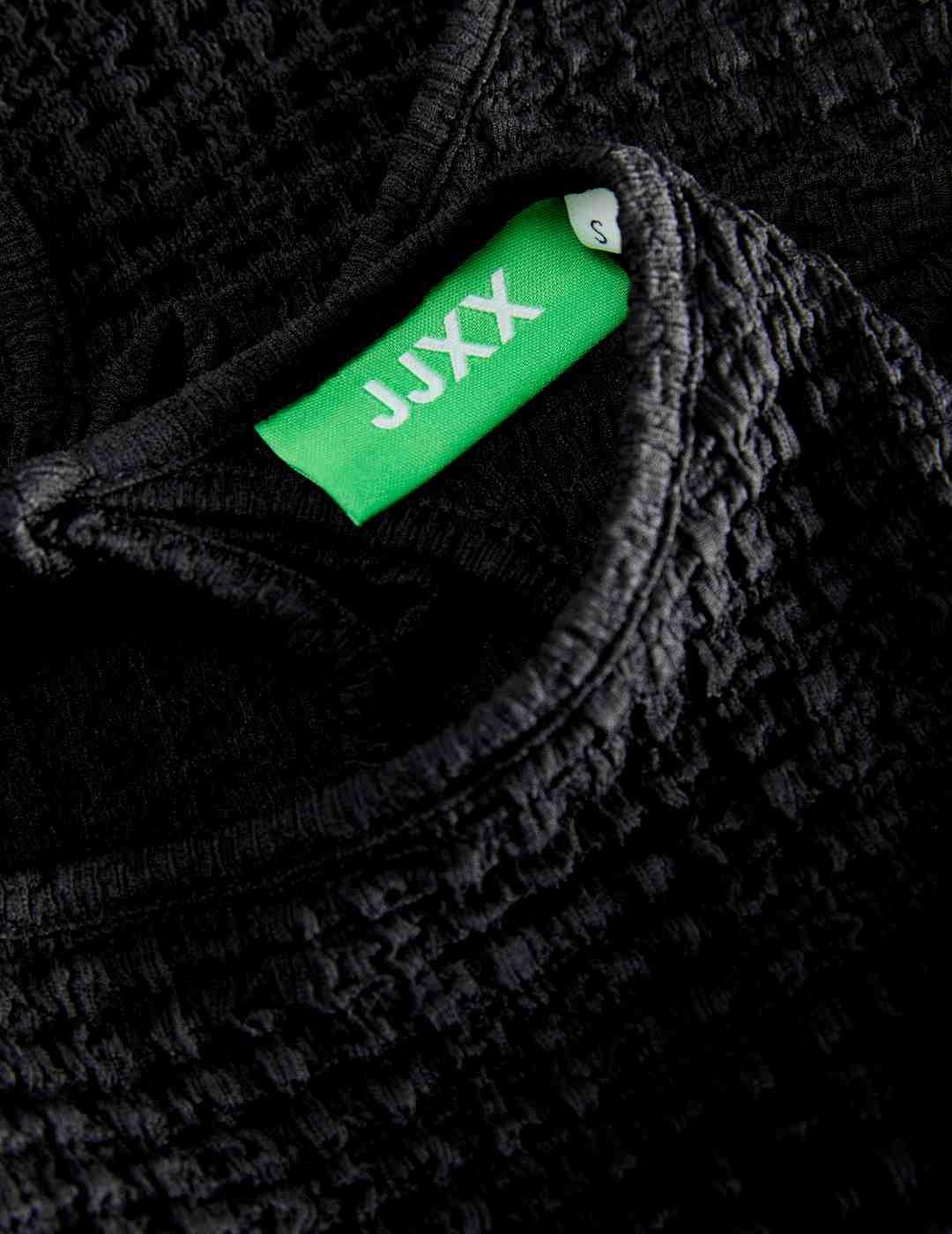 Camiseta JJXX Moon negro manga sisa con textura para mujer