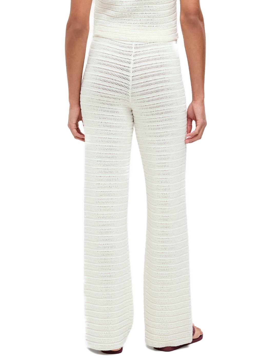 Pantalón JJXX Zusannah beige crochet cintura elástica mujer