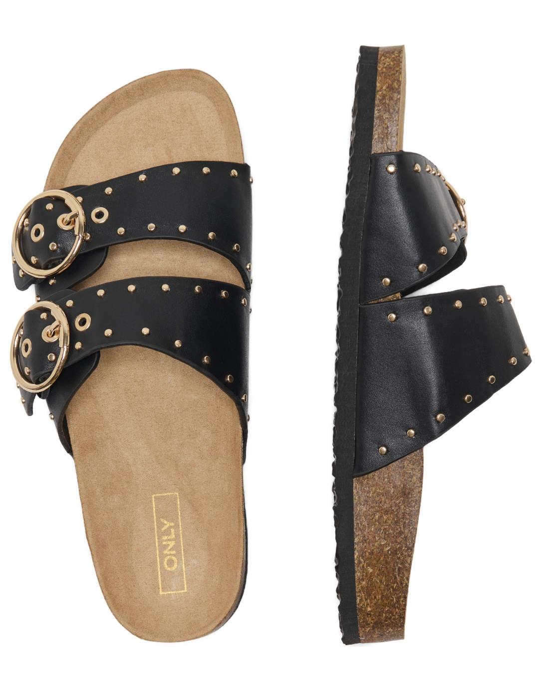 Sandalias Only Studs Buckle negras con tachuelas para mujer