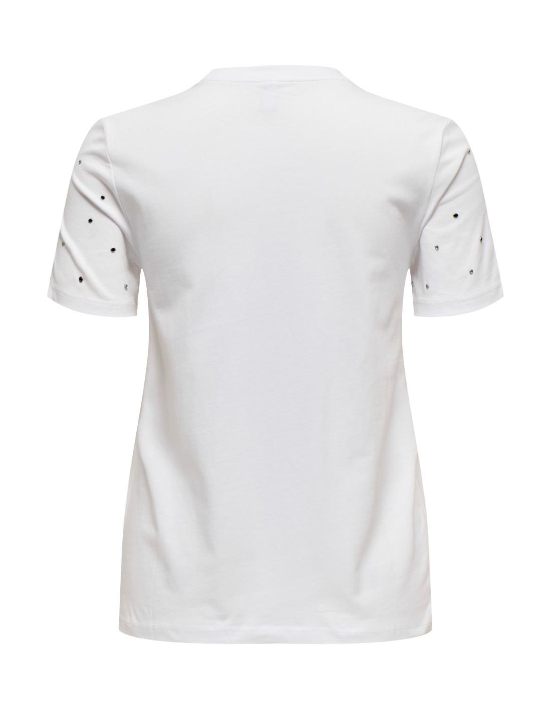Camiseta Only Globe blanca brillos manga corta para mujer