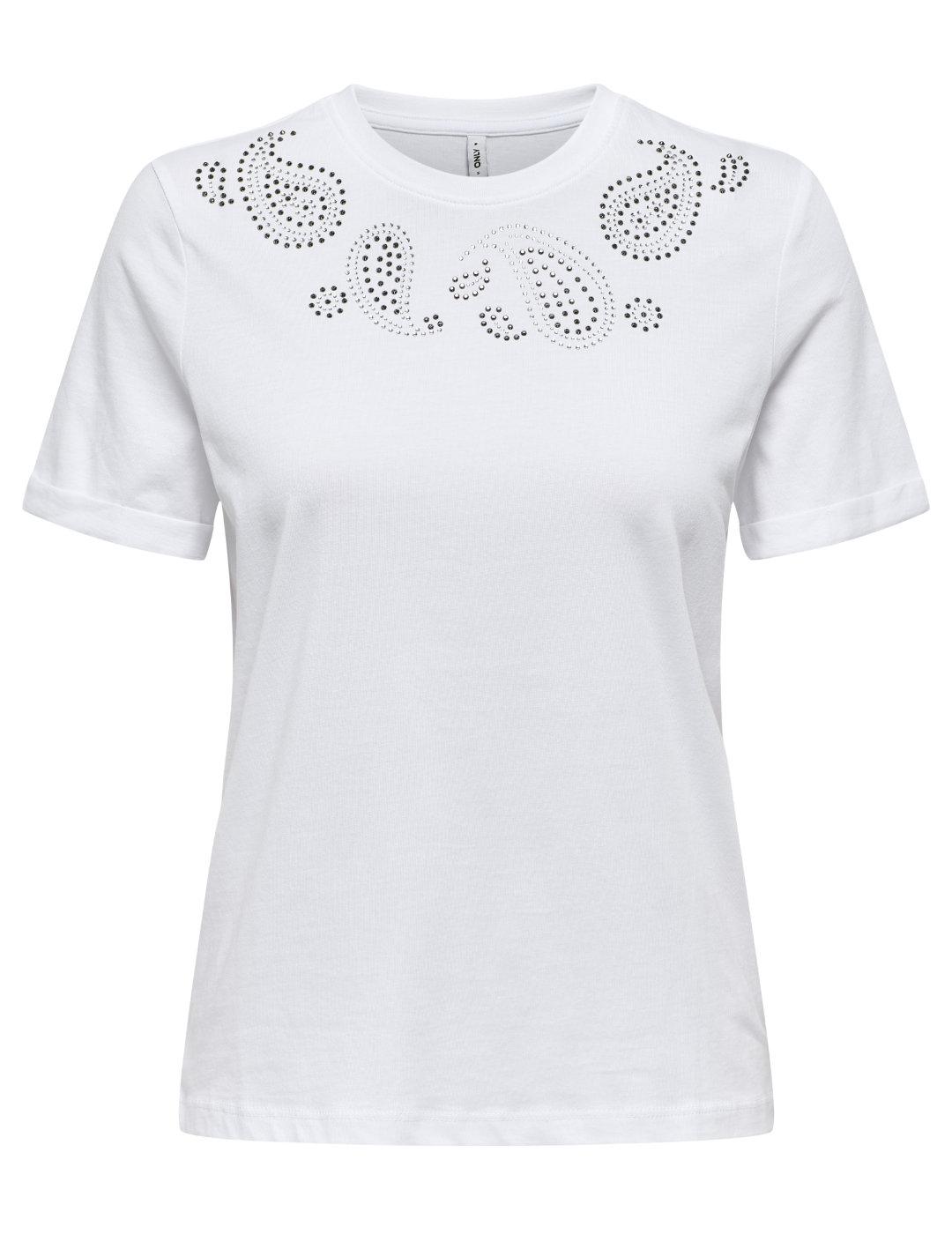 Camiseta Only Hollis blanca paisley manga corta para mujer