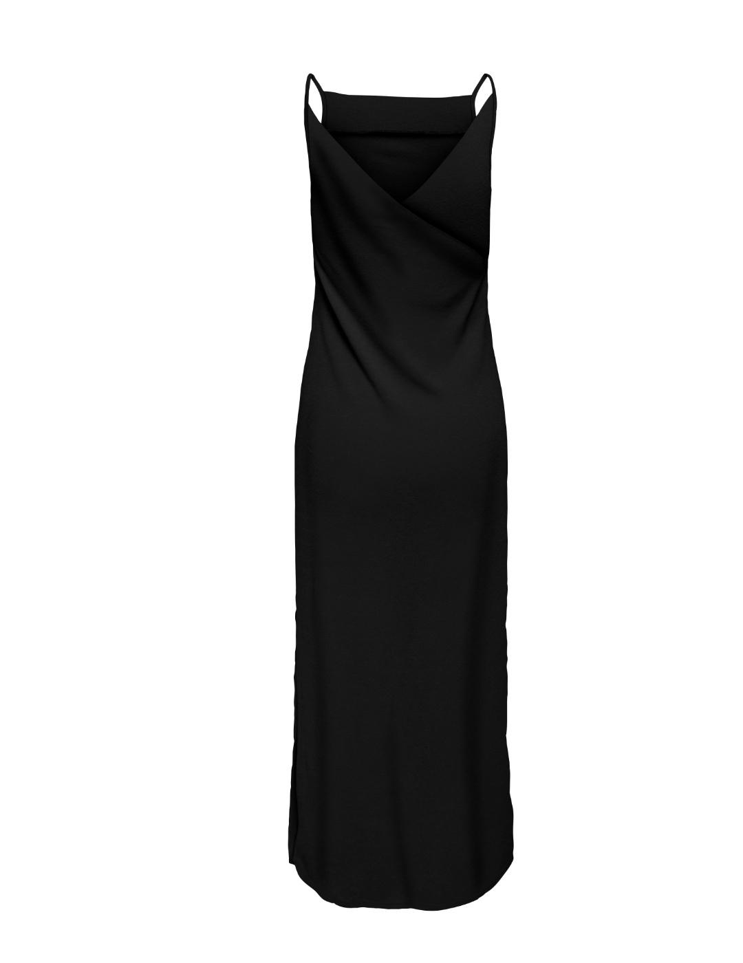 Vestido midi Only Chigo negro de satén para mujer
