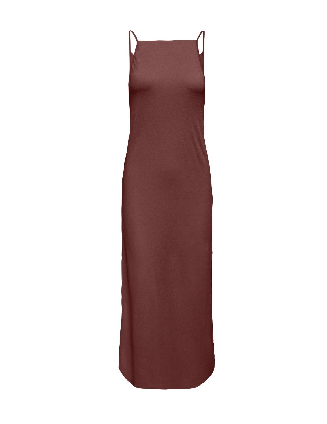 Vestido midi Only Chigo marrón de satén para mujer