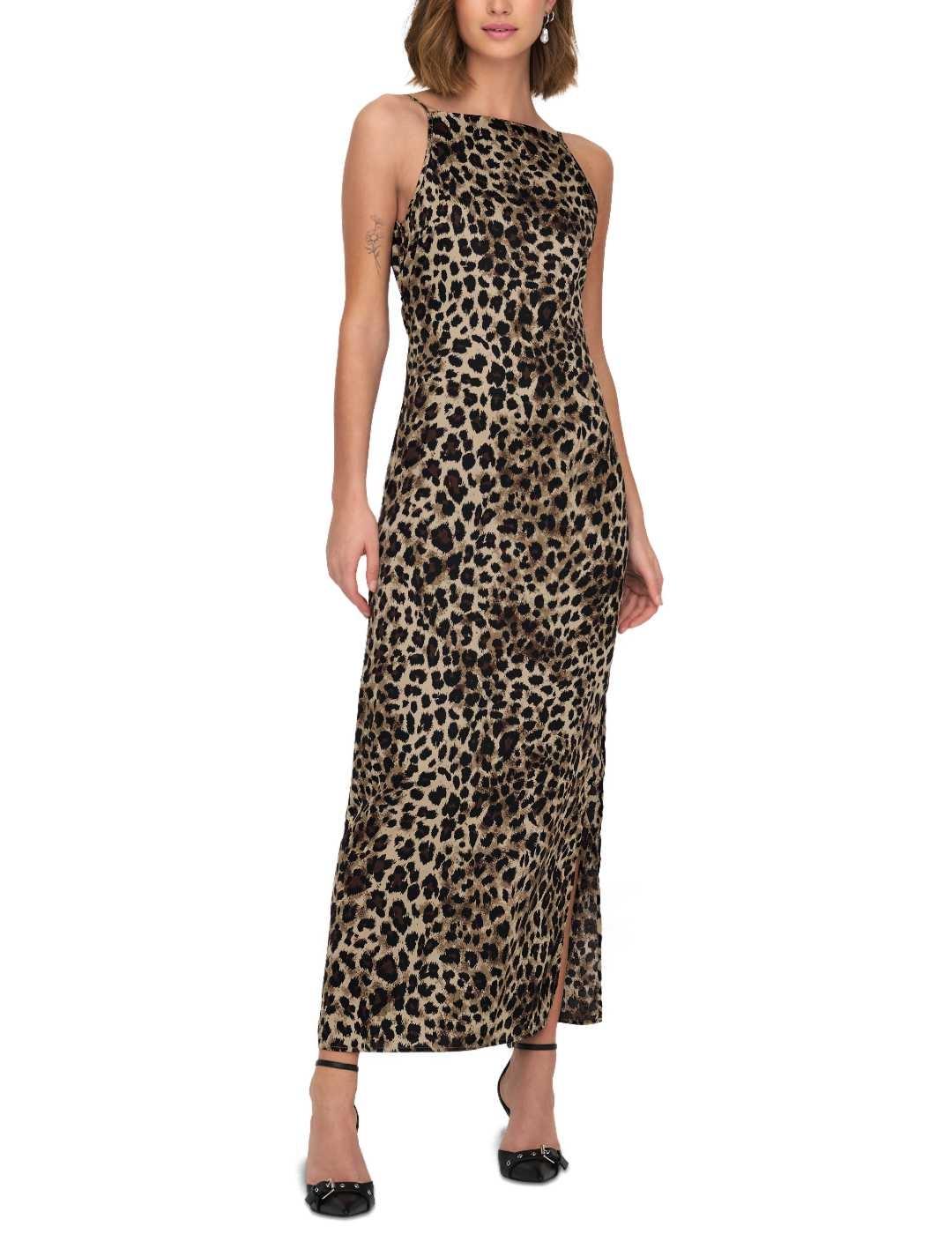 Vestido largo Only Chigo estampado de leopardo para mujer