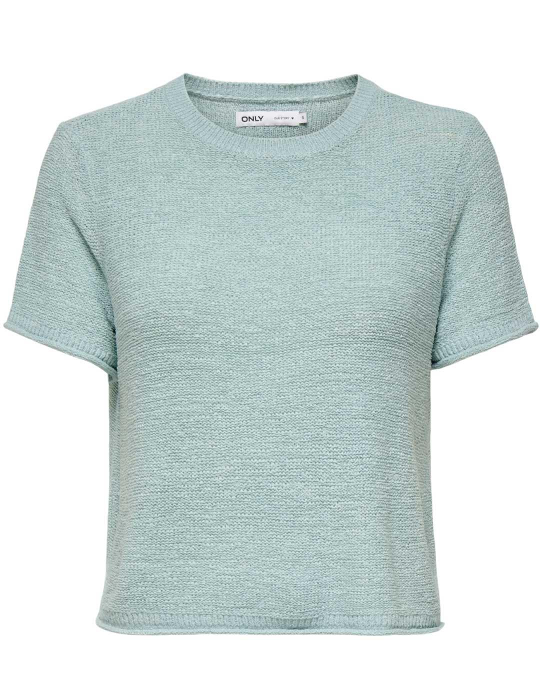 Camiseta Only Sunny punto turquesa manga corta para mujer