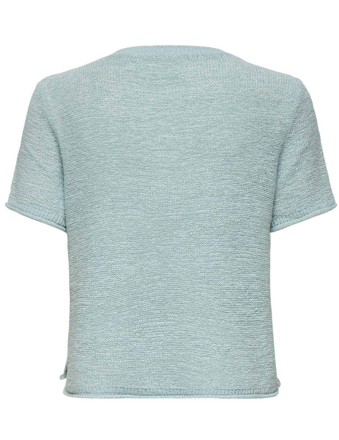 Camiseta Only Sunny punto turquesa manga corta para mujer