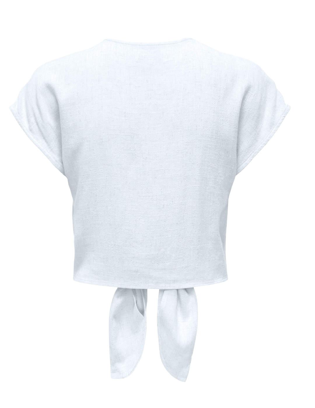 Camisa Only Siesta anudada blanca manga corta para mujer