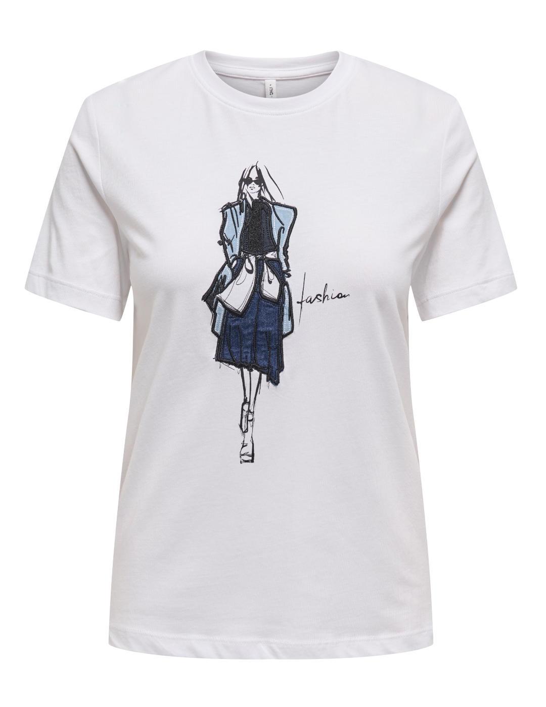 Camiseta Only Emma blanca silueta manga corta para mujer