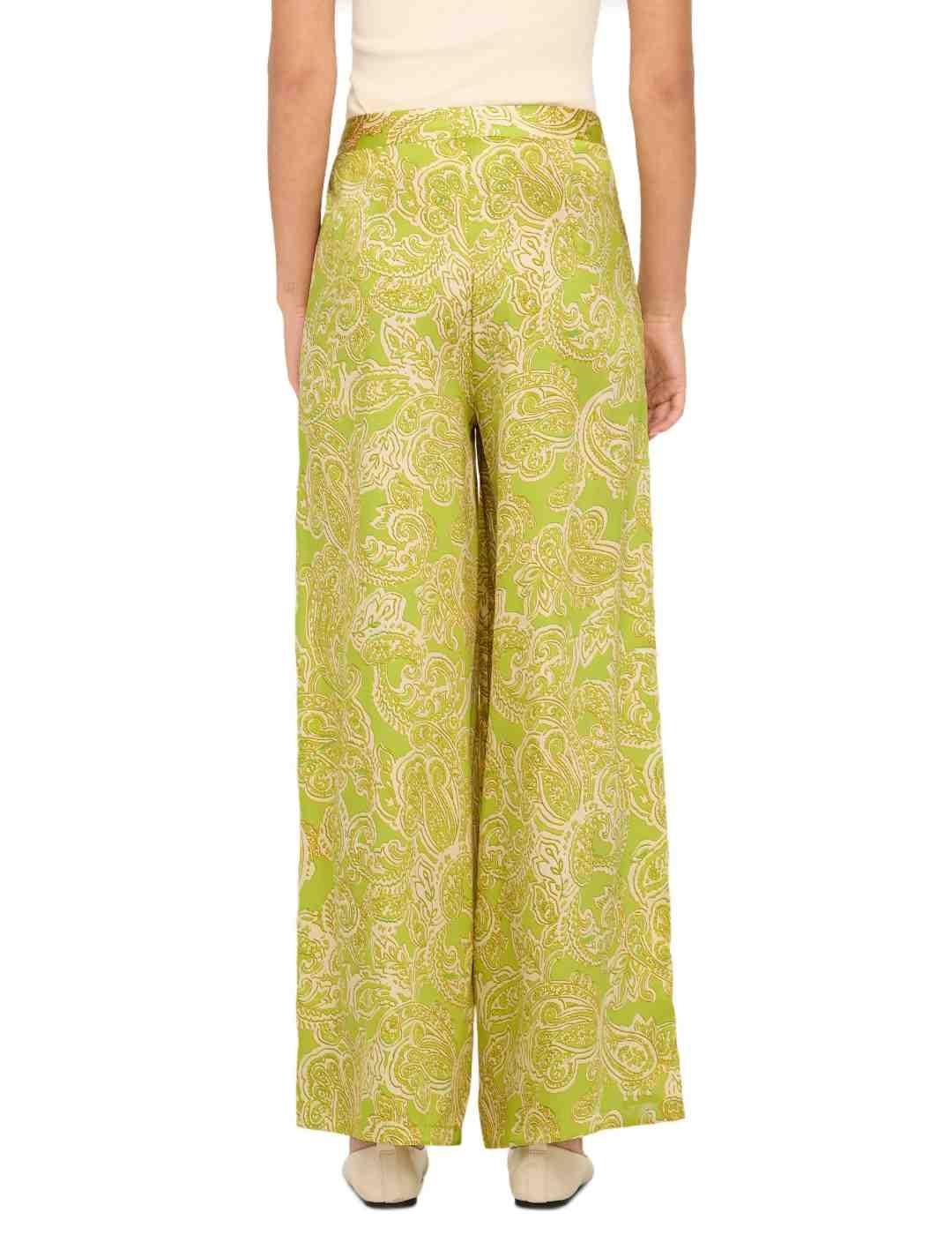 Pantalón Only Paula verde lima y beige de tela para mujer