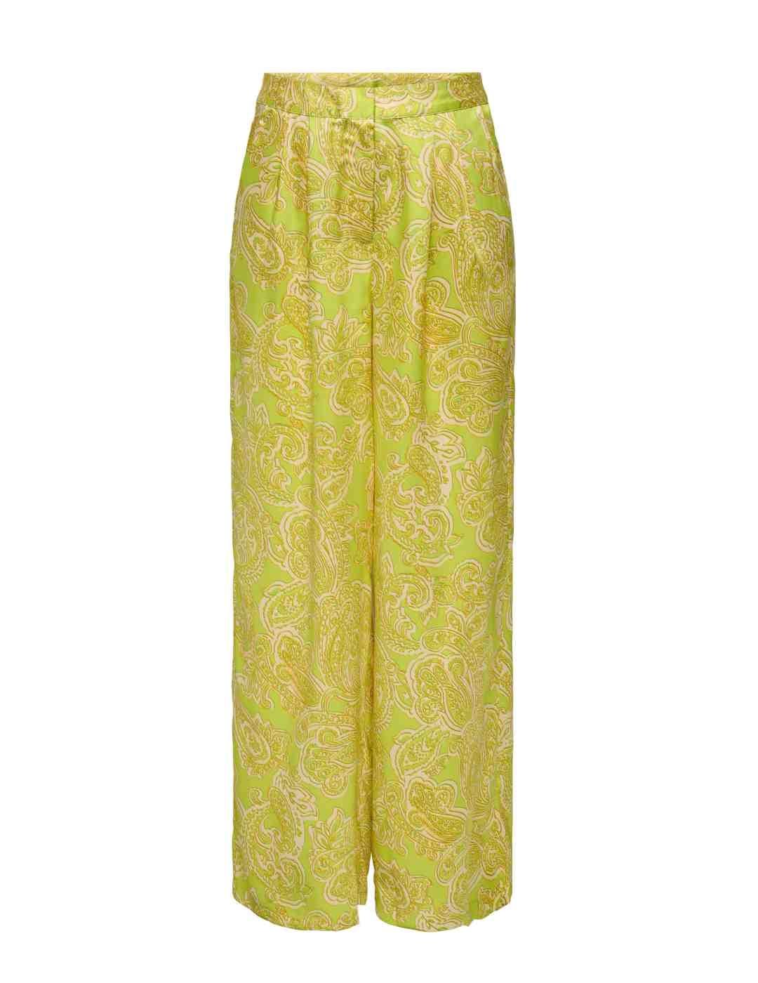 Pantalón Only Paula verde lima y beige de tela para mujer