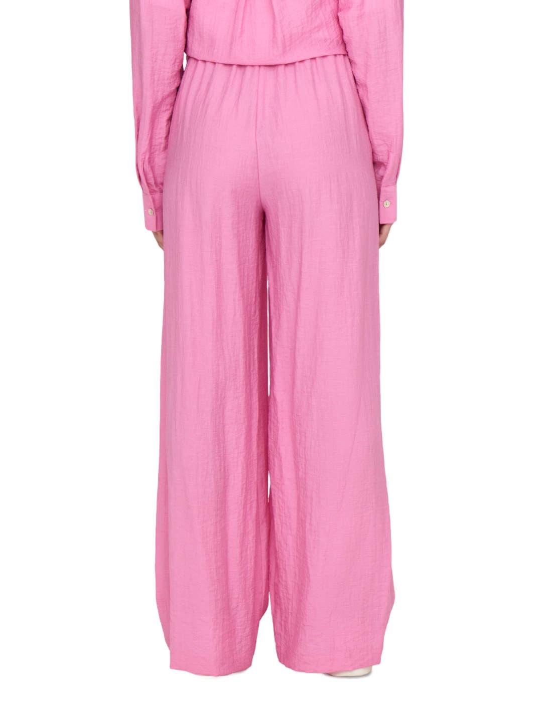 Pantalón Only Tania suelto rosa fucsia de lino para mujer