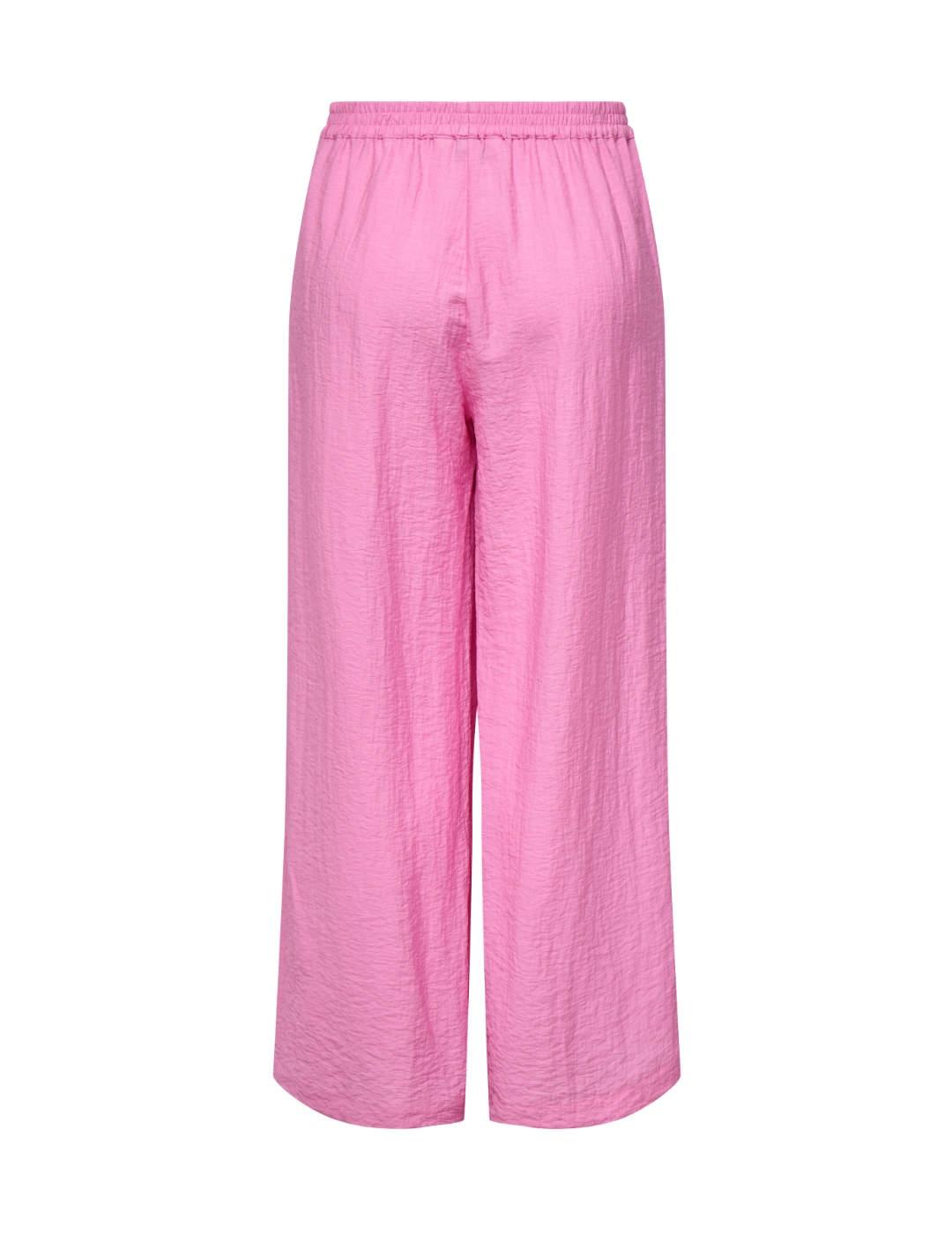 Pantalón Only Tania suelto rosa fucsia de lino para mujer