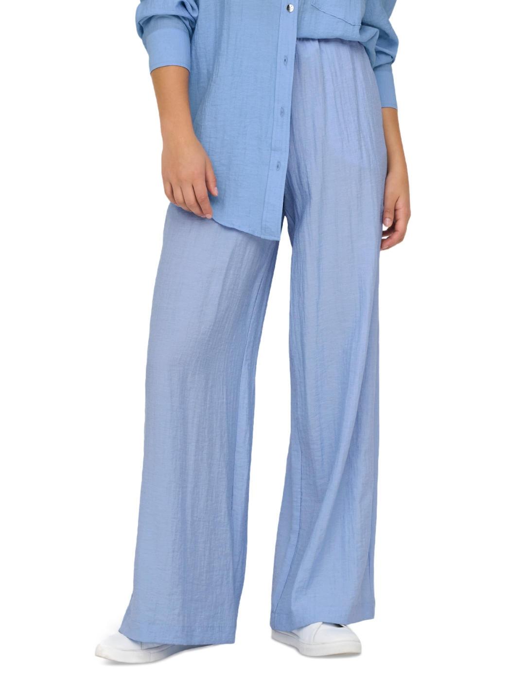 Pantalón Only Tania suelto azul cielo de lino para mujer