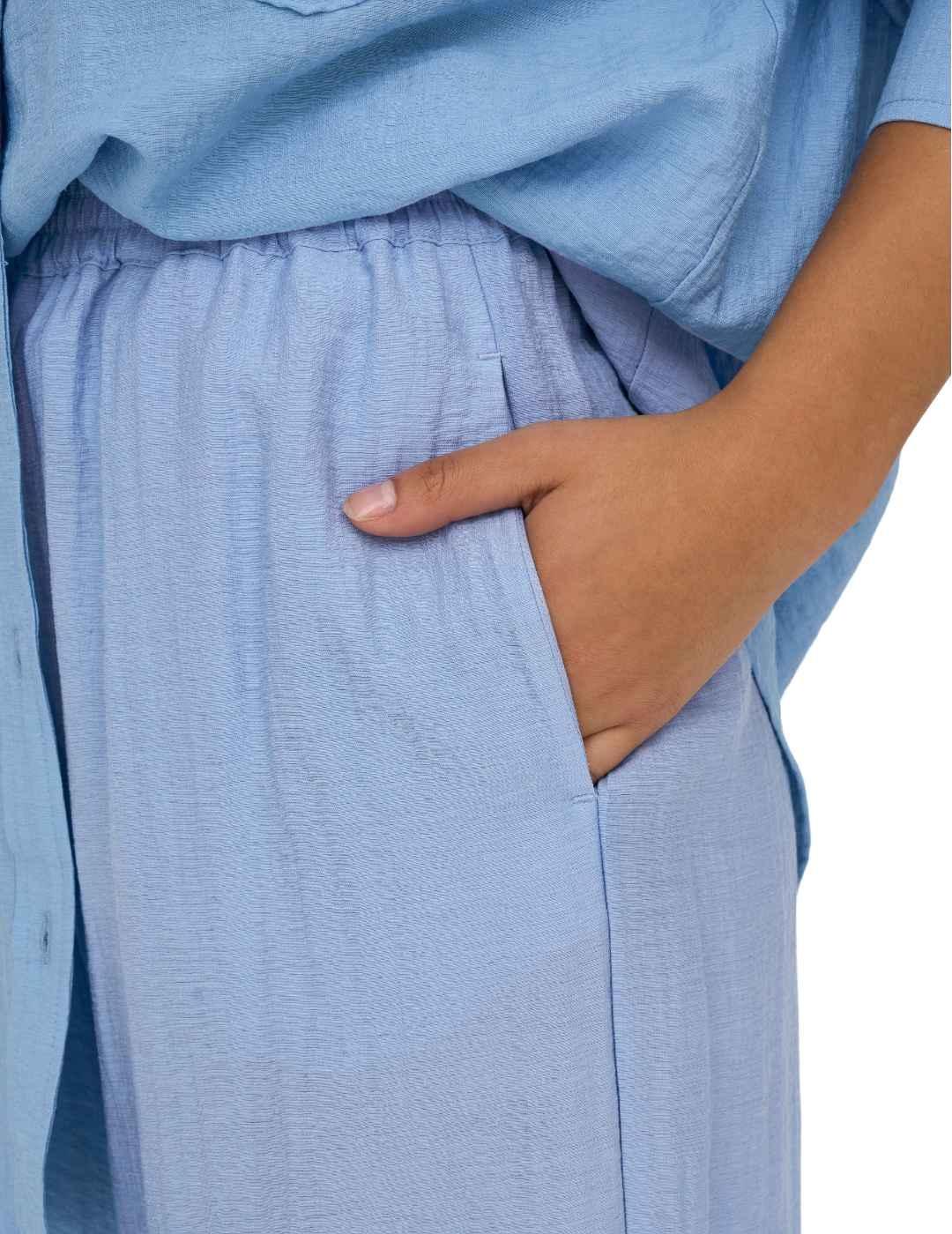 Pantalón Only Tania suelto azul cielo de lino para mujer