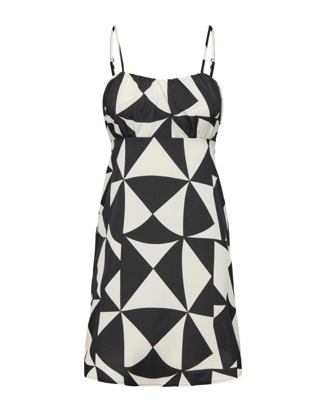 Vestido Only Nova negro geométrico de tirantes para mujer