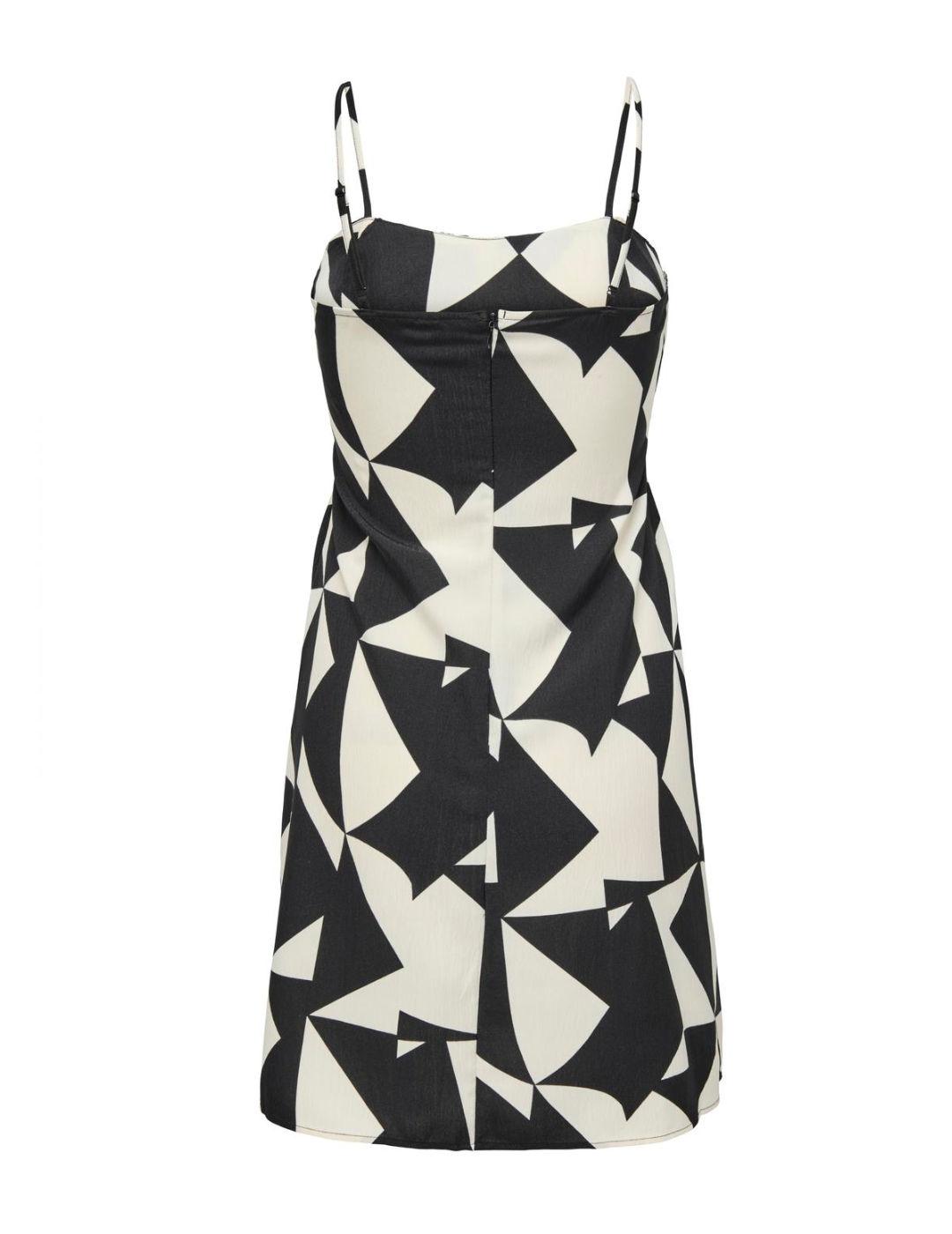 Vestido Only Nova negro geométrico de tirantes para mujer