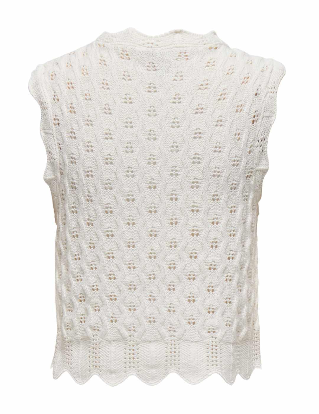 Camiseta Only Luna crochet blanca sin mangas para mujer