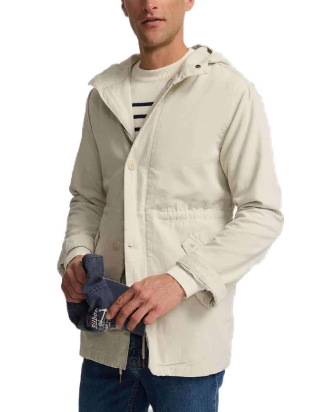 Parka Silbon capucha beige claro con capucha para hombre