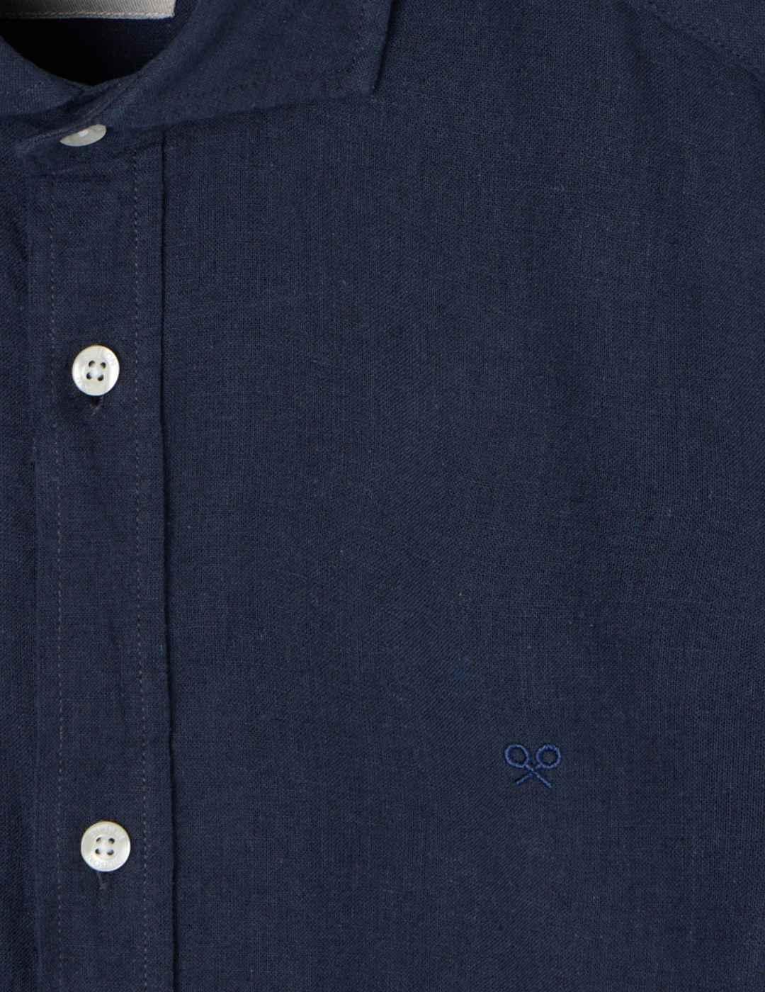 Camisa Silbon sport lino azul marino manga larga para hombre