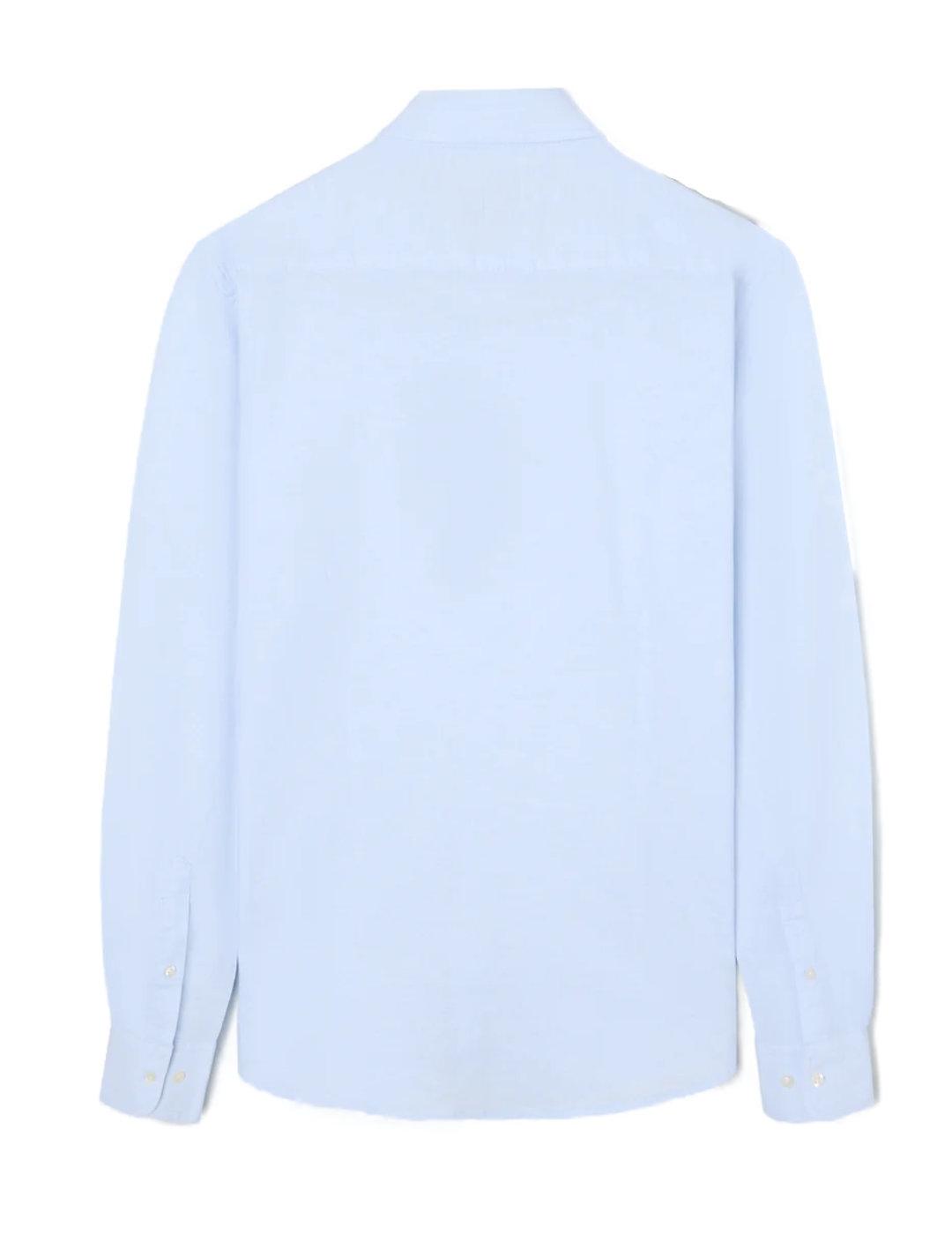 Camisa Silbon sport lino celeste manga larga de hombre