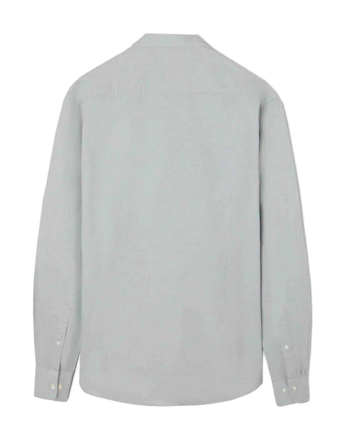 Camisa Silbon sport lino azul gris manga larga para hombre