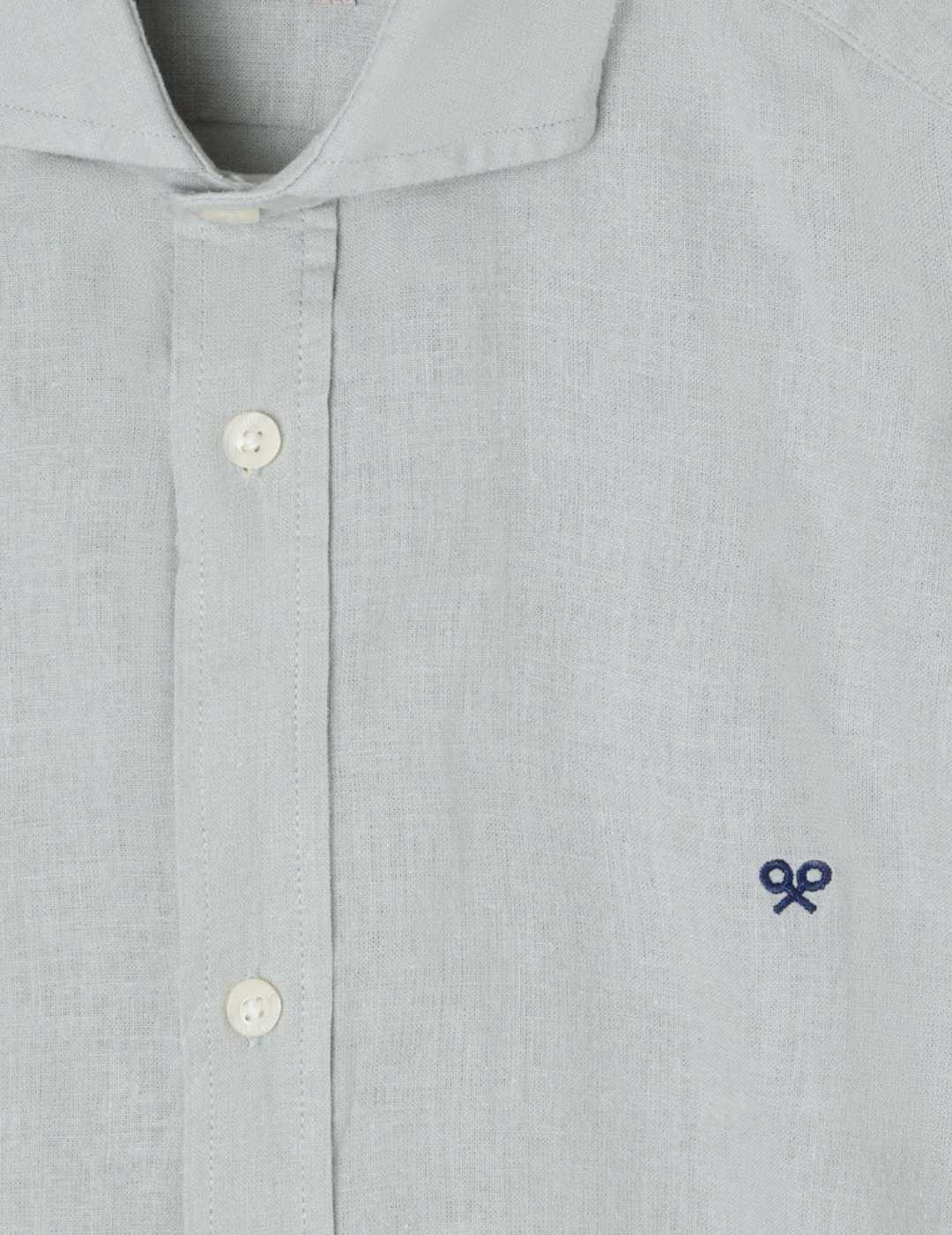 Camisa Silbon sport lino azul gris manga larga para hombre