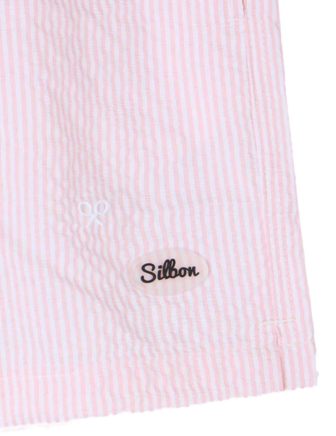 Bañador Silbon rayas rosa para hombre