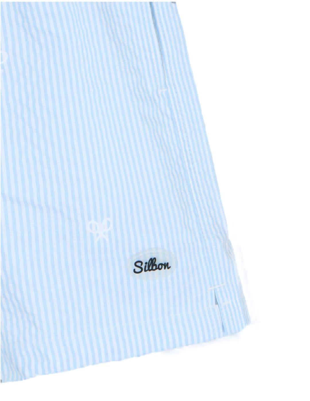Bañador Silbon rayas azul claro logotipo para hombre