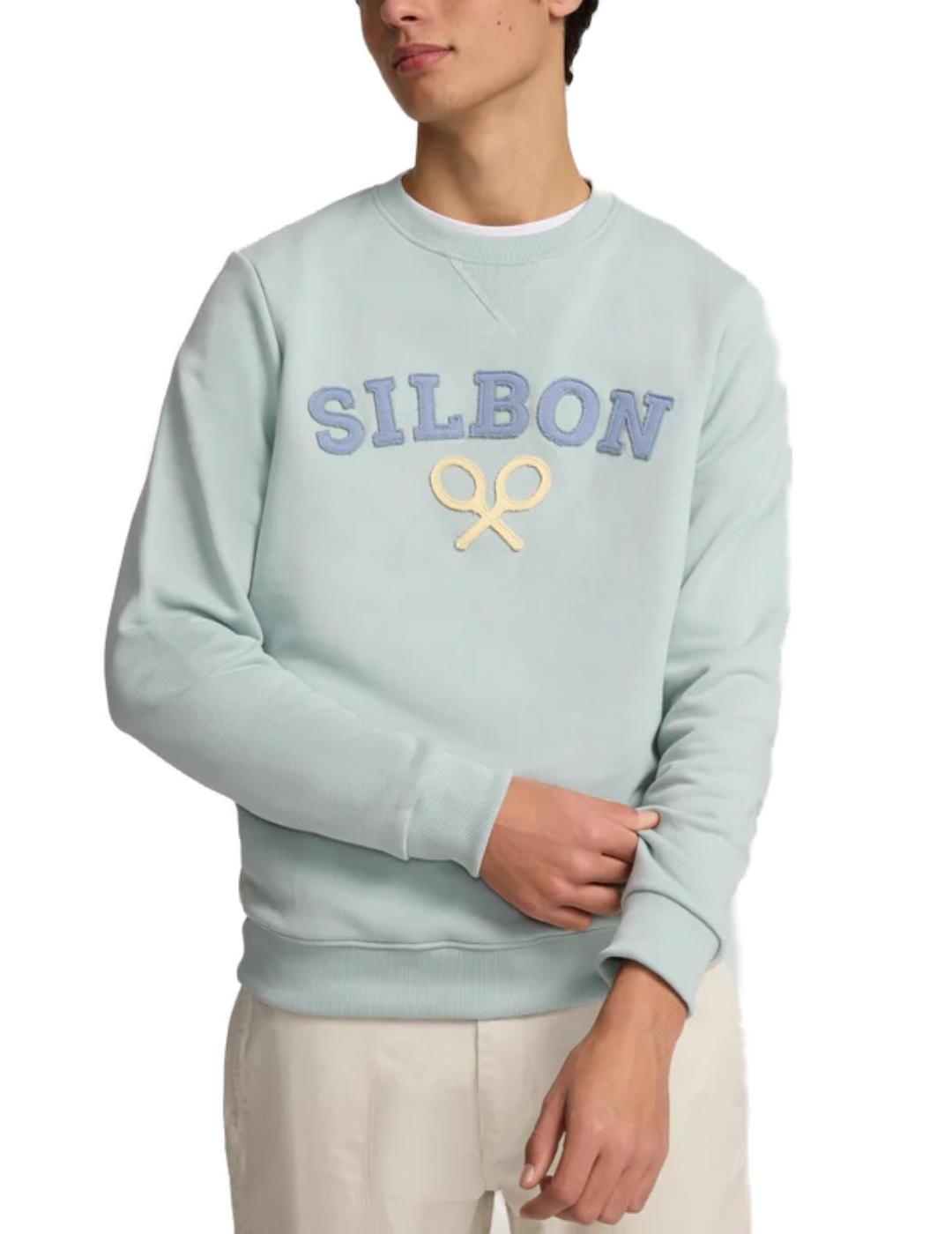 Sudadera Silbon raqueta media verde sin capucha de hombre