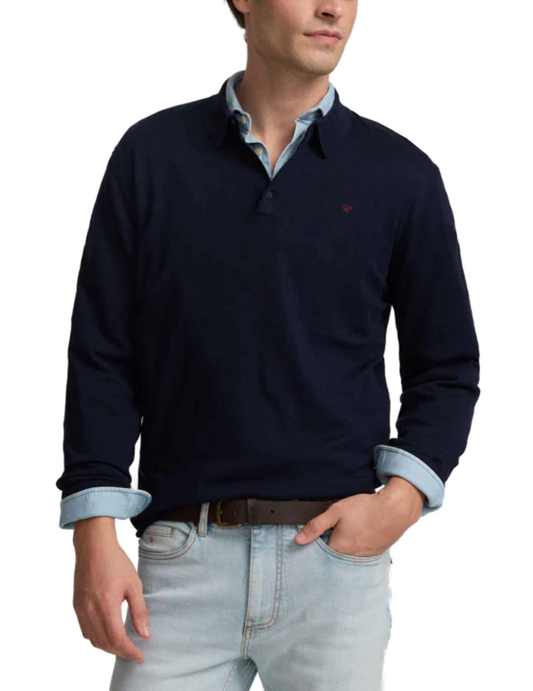 Jersey tipo polo Silbon polo azul marino punto para hombre