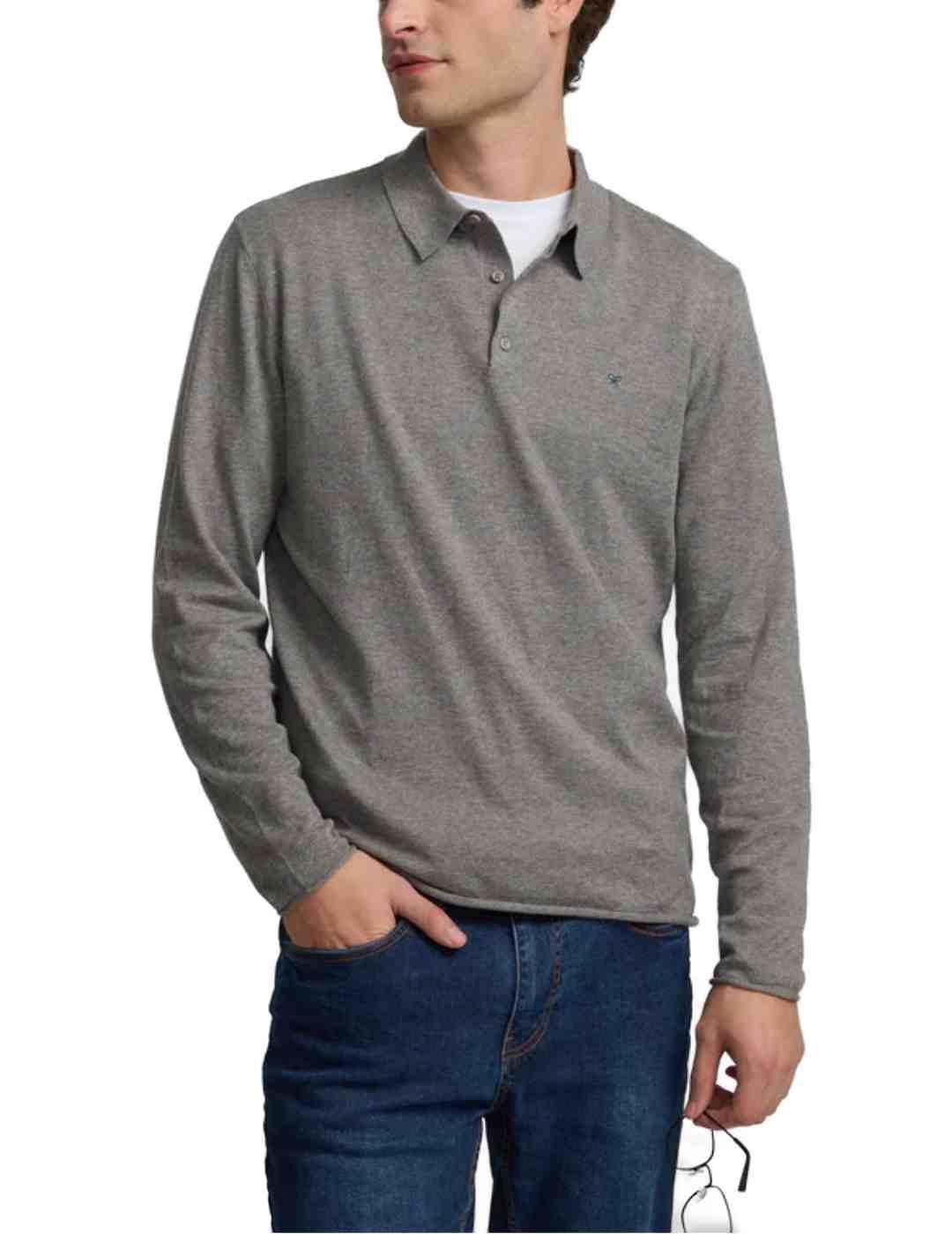Jersey tipo polo Silbon polo gris oscuro punto para hombre
